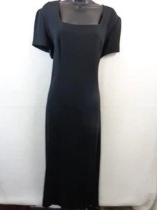 Liz Claiborne Dress Women's 14 Black Short Sleeve Square Neck Maxi - Bild 1 von 14