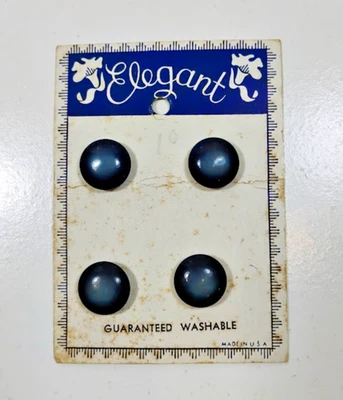 Vintage Elegant Navy Blue Buttons x 4 Pieces Shank Button Card 9/16 inch B35 - Image 1 of 4