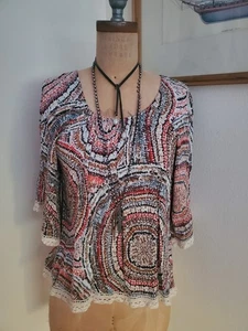 Anthropologie Daniel Rainn Boho Top, mehrfarbig, Häkelborte, Größe M - Bild 1 von 5