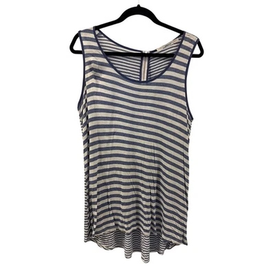 Gibson Blue Striped Sleeveless Tank Top Casual Blouse with Zipper Detail - Image 1 of 4