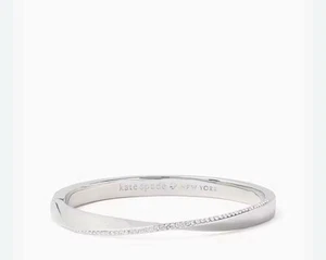 Kate Spade Pave Hinged Bangle Do The Twist Pave Cuff Silver Bracelet NWOT Glam - Picture 1 of 6