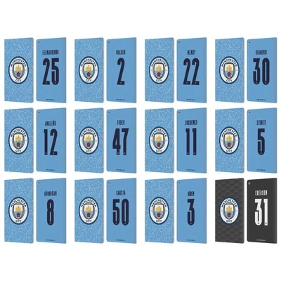 MAN CITY FC 2020/21 PLAYERS HOME KIT GROUP 2 LEATHER BOOK CASE FOR AMAZON FIRE - Image 1 of 4