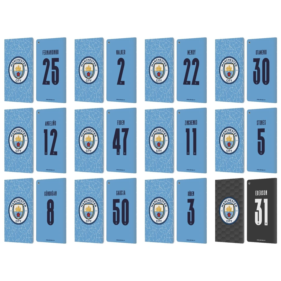 MAN CITY FC 2020/21 PLAYERS HOME KIT GROUP 2 LEATHER BOOK CASE FOR AMAZON FIRE - Image 1 of 4