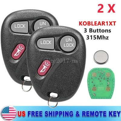 2 For 2001 2002 Chevrolet Silverado 1500 2500 3500 Remote Key Fob KOBLEAR1XT - Image 1 of 4