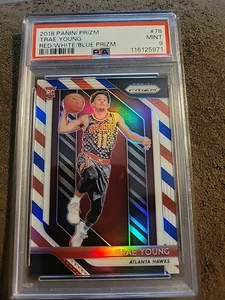 2018 Panini Prizm Trae Young Red White and Blue Prizm #78 PSA 9 Rookie RC - Bild 1 von 2