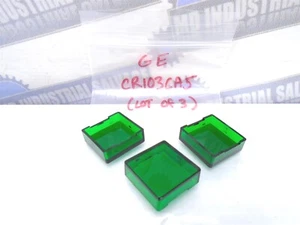 (Lot of 3) GE - CR103CA5 - Square Indicator Light Lens - GREEN - 1-1/8" - (NEW) - Picture 1 of 12