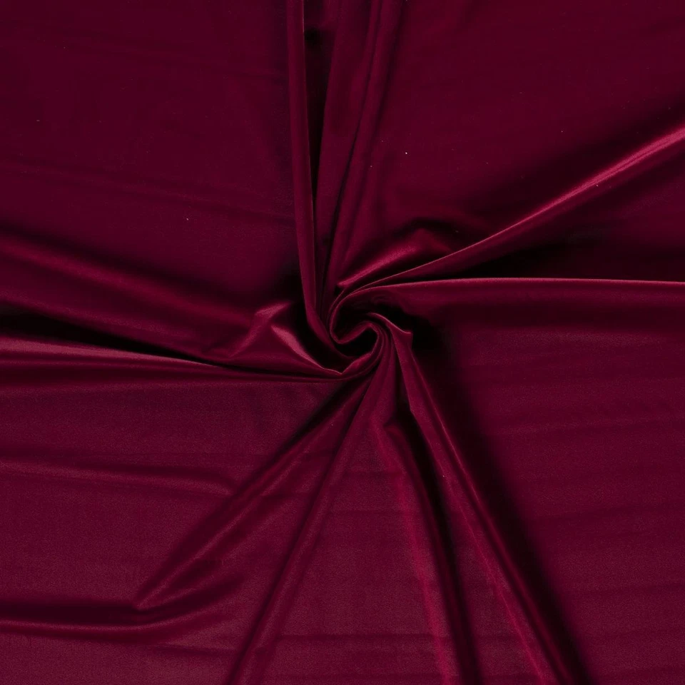 LUXURY Silky Velvet Velour Fabric Material - BURGUNDY - Image 1 of 2