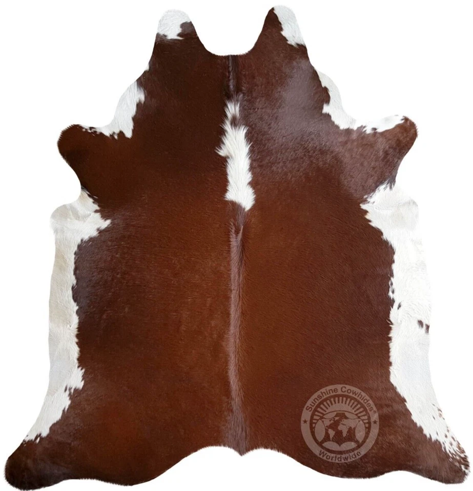 真牛皮地毯赫里福德棕色和白色 - 尺寸 6x 7-8' — 第 1/4 张图片