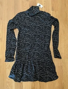 NWT Black Gray Tiger Stripe Dress Tunic Top XXL 14 16 Turtleneck Leggings Fleece - Picture 1 of 2