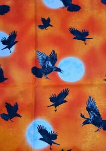 Fabric square 2pc 10"×10" Halloween crow moon 100% Cotton DiY mask kit