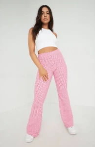Garage Odessa Pink|White Checkered High-Rise Flared Leg Stretch Pants Size XL NW - Picture 1 of 14