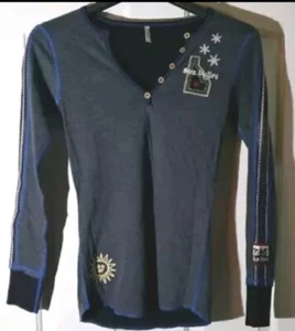 Alp N Rock Sun Valley Henley Top Size L NWT Idaho Beaded & Patches Heather Black - Picture 1 of 3