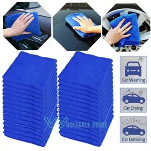 50PCS Paños de limpieza de microfibra Toalla de lavado azul para cera de pulido - Picture 1 of 21