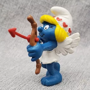 Vintage Schlümpfe Valentine Schlumpfine Amor Bogen Pfeil Figur 20156 PVC 1982 2 Inch - Bild 1 von 17