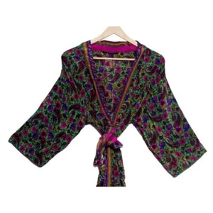 Recycled Nacht Kleidung Kimono Sari Nachtwäsche Robe Bikini Bedecken Bademode, - Bild 1 von 8