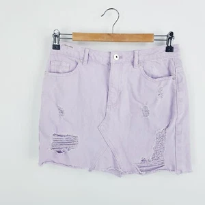 Lily Loves Womens Size 10 Violet Light Purple Distressed Denim Mini Skirt - Picture 1 of 16
