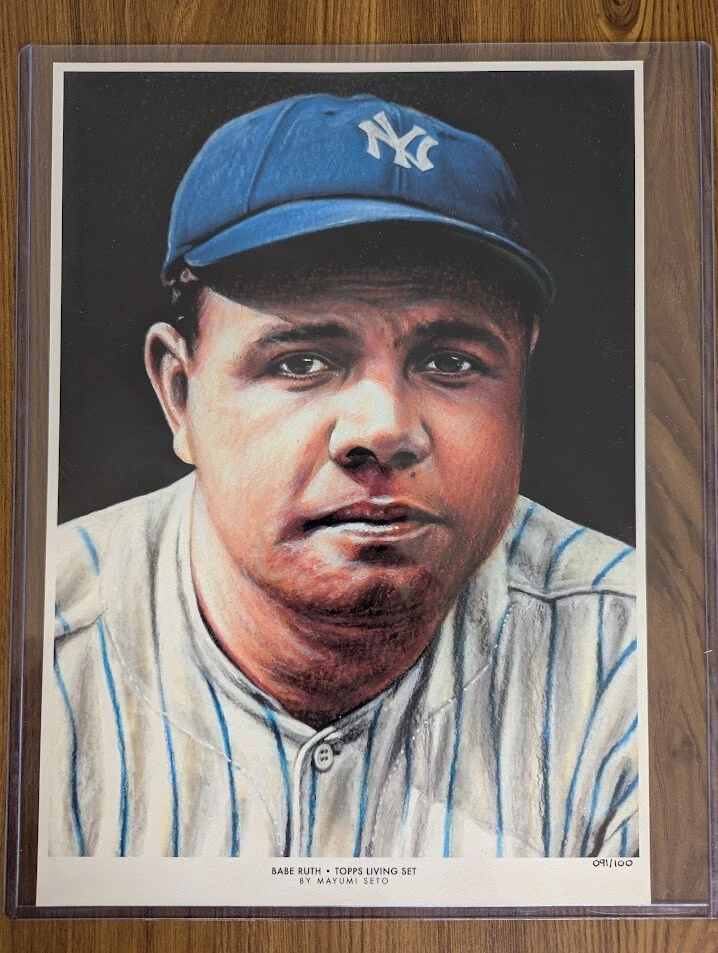2019 Topps Living Set Baseball 10x14 Fine Art Print Babe Ruth 091/100 Yankees - Image 1 of 3