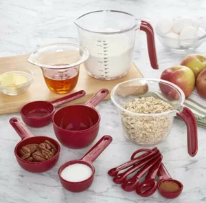 KITCHEN AID 12 PC. MEASURING SET - NEW IN BOX - RED & CLEAR - Picture 1 of 7