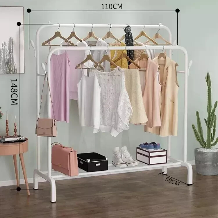 Appendiabiti Da Terra Con Ruote ALKNOT - Stand Mobile Per Vestiti, Bianco