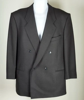 GIORGIO ARMANI - MANI Double Breast Black Crepe Coat Jacket Blazer 44 Vintage - Image 1 of 4