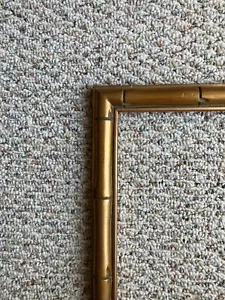 Vintage MCM 60er Jahre großer Bilderrahmen Gold Bambus Muster Holz, passend für 13x16, restauriert - Bild 1 von 19