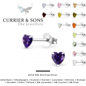 925 Sterling Silver Heart-Shaped Cubic Zirconia Stud Earrings (4mm) - Picture 1 of 14