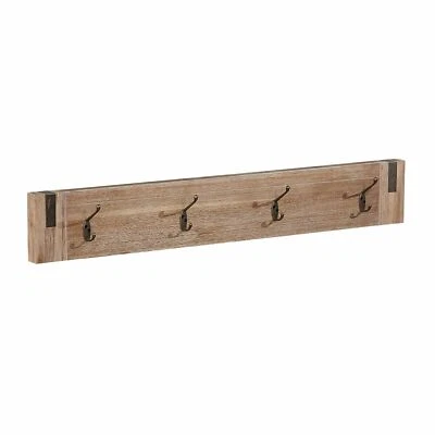 Woodstock Acacia Wood with Metal Inset Coat Hook, Brushed White - Image 1 of 4