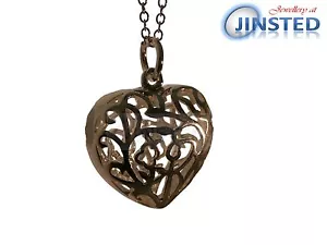 SIlver 3D Hollow Heart Pendant Locket Charm Necklace Chain Jewellery WN012 - Picture 1 of 3