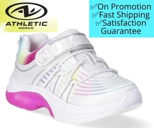 Athletic Works Girl's size 3 Low Top Light Up Sneakers color White NEW - Picture 1 of 20
