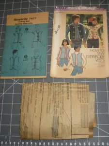 DE COLECCIÓN AÑOS 70 CHALECOS SIMPLICIDAD 7607 CÓMO COSER Talla M Busto 35-36 1/2 Boho Hippie - Imagen 1 de 3
