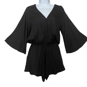 Nordstrom Rack Elan Damen Strampler schwarz 3/4 Glockenärmel V-Ausschnitt Größe XS neu mit Etikett - Bild 1 von 6