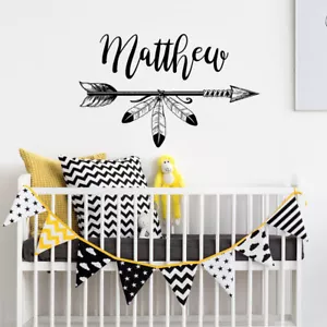 Personalized Name Wall Decal Rustic Boho Arrow Sticker Nursery Baby Decor F24 - Picture 1 of 5