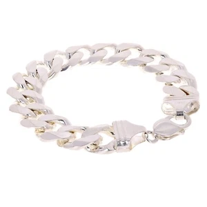 925 Sterling Silber massives kubanisches Gliederarmband 15 mm 8" 64,2 Gramm - Bild 1 von 3