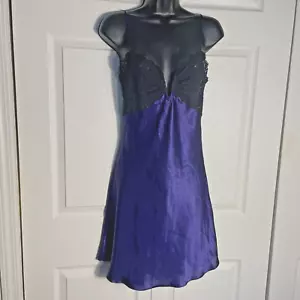 De colección Años 90 Victorias Secret Chemise Mujer Pequeño Púrpura Negro Encaje Cachicho - Imagen 1 de 8