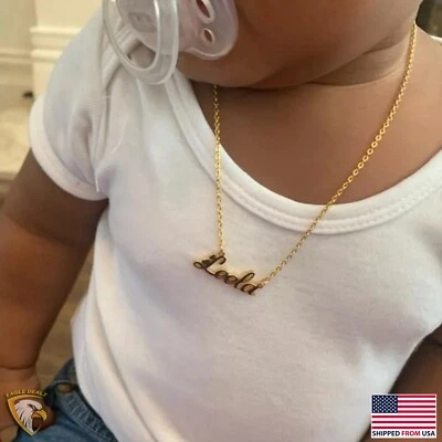 Custom Name Baby Mother Kids Necklace Chain Personalized Children Girl Jewelry - Image 1 of 4