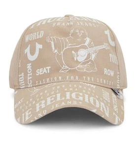 True Religion hat cap OS PLMH0145 sand printed logo adult beige $59 mens womens - Picture 1 of 11