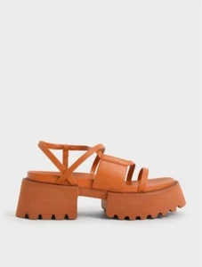 Charles And Keith Flatform Sandals Orange UK 6 EU39 - Picture 1 of 10