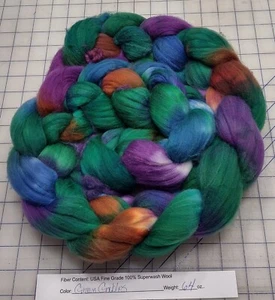 Superwash Fine Wool Top Roving Spinning Handpainted Dyed USA Green Gables - Picture 1 of 1