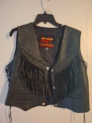 Женский байкерский жилет Hot Leathers с бахромой размер большой Daytona - Изображение 1 из 4
