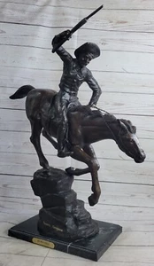 Frederic Remington Tribute Cowboy Horse Rodeo BRONZE Sculpture SIGNED Figurine - Picture 1 of 10