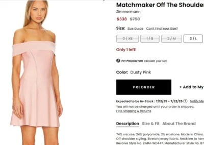 Mini Vestido IMMERMANN Matchmaker Rosa Polvoriento Hombro Descubierto Tejido 1 S $750 Foto 1 de 4