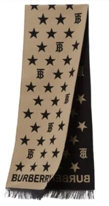 New Burberry Cashmere TB Monogram stars Football Kids 127 x 20 cm Scarf - Picture 1 of 8