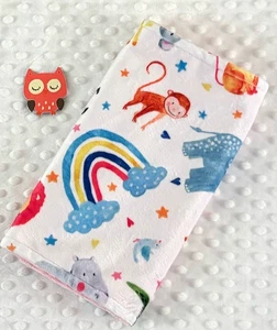 Handcrafted, Jungle  Minky Print & Pink Minky Bubble Baby Burp Cloth - Picture 1 of 2