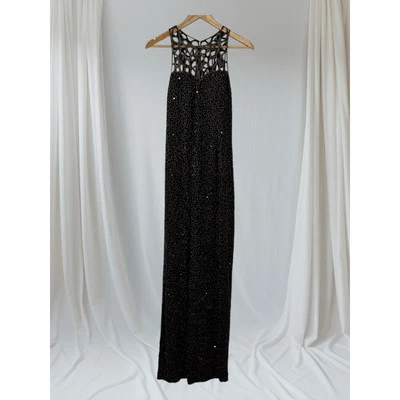 Vestido formal vintage de seda Scala talla pequeña? Lentejuelas con cuentas de oro negro - ALTERADAS Foto 1 de 4