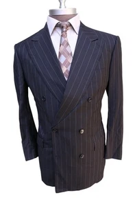Brioni Dark Gray Pinstripe Double Breasted Wool Blazer Jacket Men’s SZ 42L - Picture 1 of 11