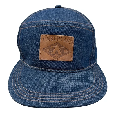 Timberland Sombrero Gorra Correa de Cuero Trasera Denim Panel Parche Senderismo Campamento Adulto Foto 1 de 4
