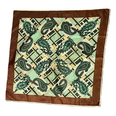 Dama Heritage Moda Bufanda Verde Marrón Paisley Bufanda 26" Auténtico Raro De Colección Foto 1 de 4