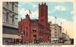 Postcard CA: K Street Looking East, Sacramento, California, WB 1920's - Picture 1 of 2