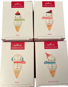 Hallmark Andenken Ornamente Schnee Eistüte FAMILIE Papa, Mama, Tochter, Sohn - Bild 1 von 3