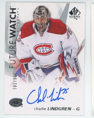 2016-17 SP AUTHENTIC Charlie Lindgren FUTURE WATCH AUTO RC ROOKIE /999 - Image 1 of 2